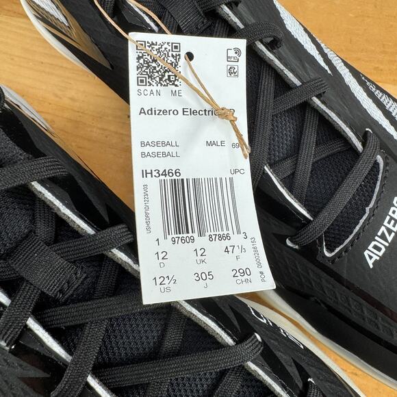 Adidas Adizero Electric TPU Men\'s Size 12.5 Black White‎ Baseball Cleats IH3466 main image 5